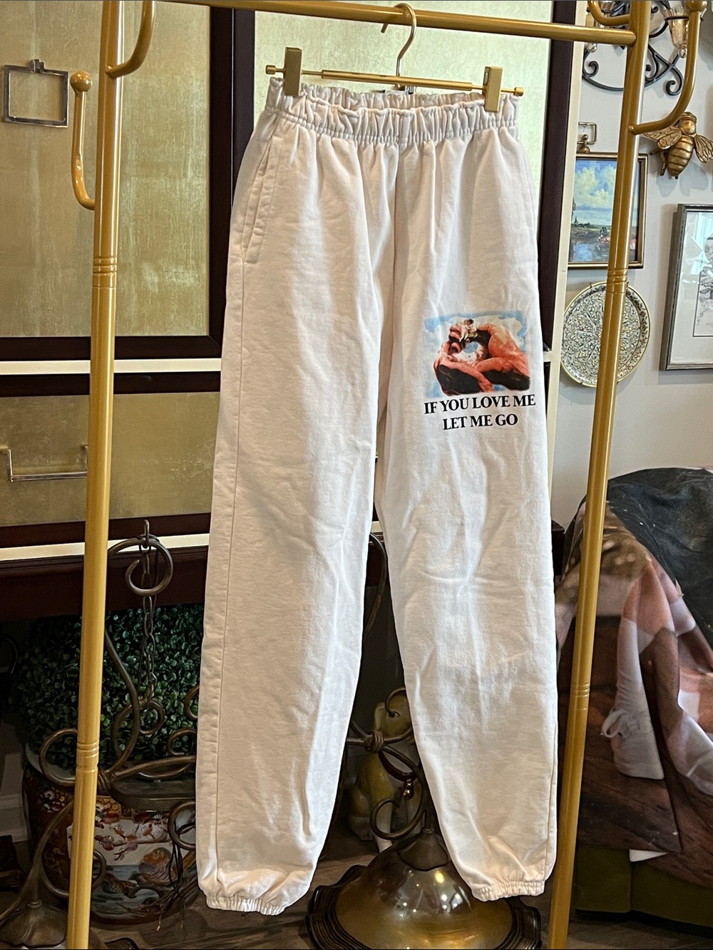 Boys Lie White Jogger Pants with Colorful Graphic